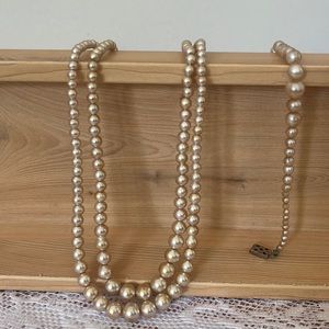 Vintage Simulated Pearl Necklace and Bracelet Set